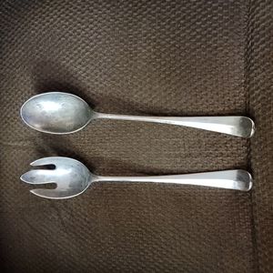 Vintage Metal Salad Serving Set Heavy
